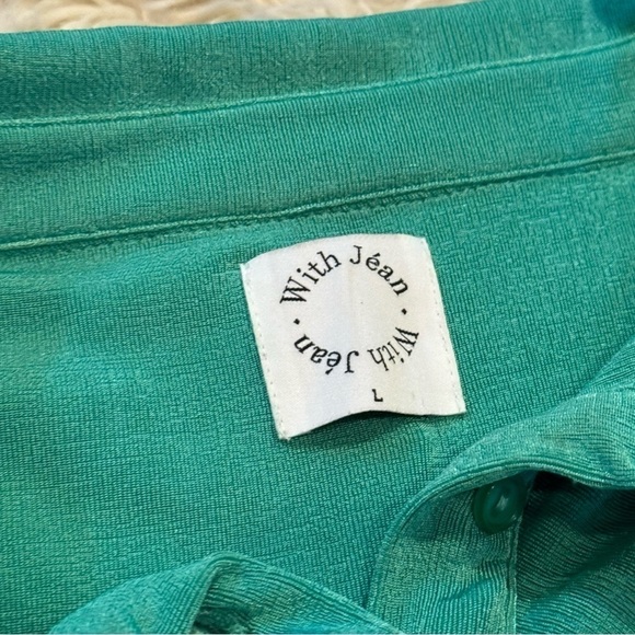 With Jean Alexa Mini Dress in Juicy Green Ruched Button Down - Size Large - Picture 8 of 9